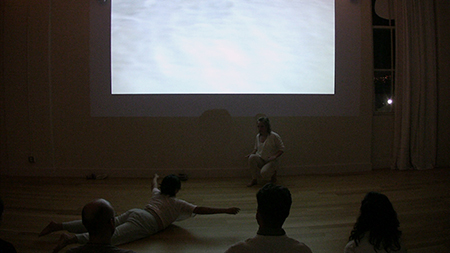 RenÃ©e Rhodes, Navigating In a Whiteout, (performance still), 2013. Performance for 3 dancers, sound + video. 20 mins.