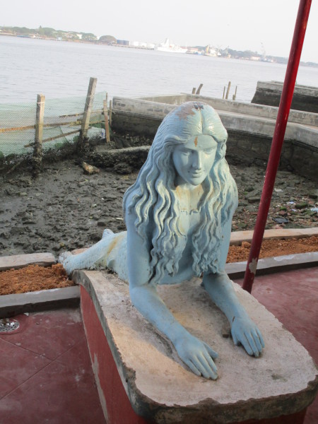 Mermaid-sphinx at Ginger House on shores of Kochi Harbor