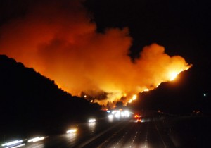 2008 photo of the Sepulveda Pass Fire; View Through the Sepulveda Pass (Mike Meadows/Associated Press)