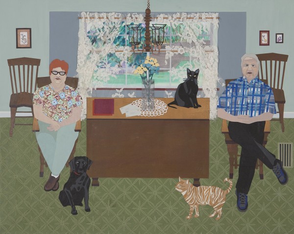 Ann Toebbe, "Margie and Neal," 2012 mixed media on panel, 32 x 40 inches