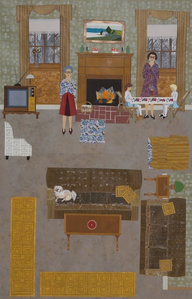 Ann Toebbe, "The Benefactors," 2011 cut paper, paint, pencil on paper, 42 x 35 inches Private Collection