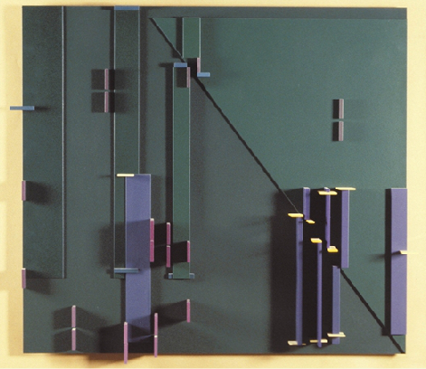 "Structuralist Relief 118," David Barr, 1976. 43 1/2 x 50 1/2 x 7 3/8 in. 110.5 x 128.3 x 18.7 cm.