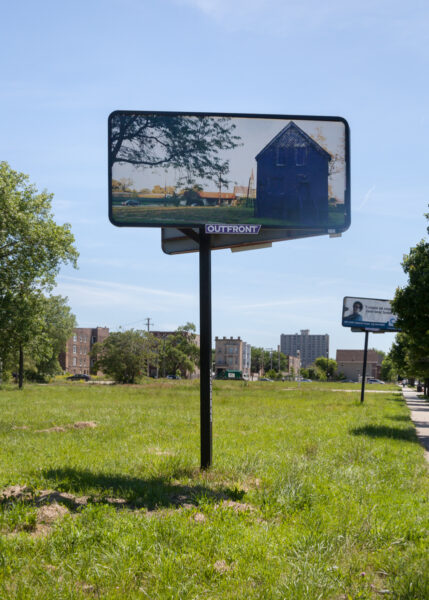 Amanda Williams, Crown Royal Purple from the Color(ed) Theory Series, 2016, Billboard located at 1130 E 63rd Street, Chicago, as part of In the beginning, sometimes I left messages in the street, Curated by Allison Glenn, June 6 - July 11, 2016. 